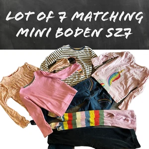 Lot of 7 Match Mini Boden: Appliqué Microphone&Stripes&Unicorn Shirts Sz 7 - Picture 1 of 13