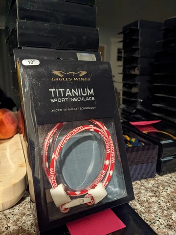 Titanium Sport Necklace 18" Wisconsin Cover