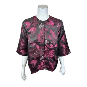 Isaac Mizrahi Women's Regular Floral Jacquard Jacket Pink XX-Small Size - Picture 1 of 2
