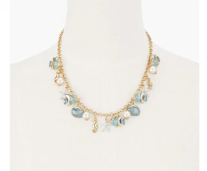 $89.50 TALBOTS GOLD TONE FISH & SHELL CHARM NECKLACE JT14 - Picture 1 of 3