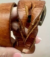 Woman’s Brown Leather Braided  Accents Belt Size M Preloved Condition