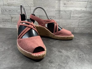 Abeo Sandals Women 7M Delano Shoes Pink Canvas Wedge Platform Espadrille Straps - Picture 1 of 22