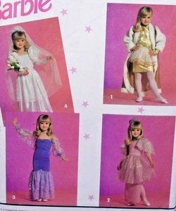 Simplicity Costume Pattern 7430 Girls Barbie Bride Princess Pop Star 3-8 Uncut - Picture 1 of 3
