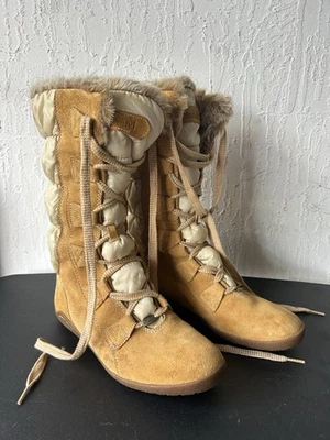 Timberland Botas de Invierno Tostadas Gamuza Puffer Con Cordones Sherpa Ribete Mujer Talla 8M Foto 1 de 4