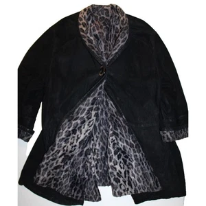 Cappotto reversibile Enrico Mandelli nero vera pelle stampa leopardata RETAIL $1800 - Foto 1 di 8
