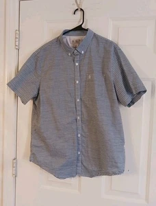 Original Penguin by Munsingwear Men’s XL Short Sleeve Button-Down Blue Striped - Picture 1 of 6