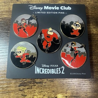 Juego de 5 prendedores de Disney Movie Club 2018 Incredibles 2 Dash Violet Jack-Jack Pixar Foto 1 de 2