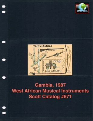 $3.00 Scott Value - 1987 GAMBIA Instrumentos Musicales s/s African CV MNH NH UMM Foto 1 de 4