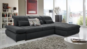Ecksofa Santa Fe Wohnlandschaft Stoff dunkelgrau Federkern Sitztiefenverstellung - Bild 1 von 13