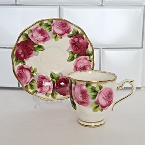 Royal Albert "Old English Rose" Demitasse Gold Trim Cup & Saucer Bone China - Picture 1 of 15
