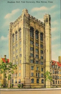 Postcard Linen Bingham Hall Yale University New Haven CT PA105 - Picture 1 of 2