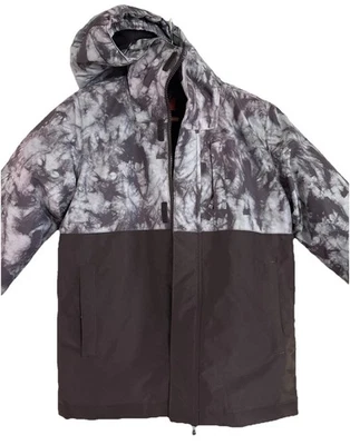 Jaqueta de esqui infantil com capuz 3 em 1 e forro de lã tamanho médio 7/8 cinza/preto - Imagem 1 de 4