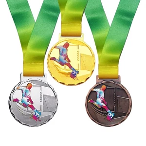 1/6/12 piezas medallas de fútbol oro plata bronce con cintas para el cuello para premios, 2,75... - Imagen 1 de 7