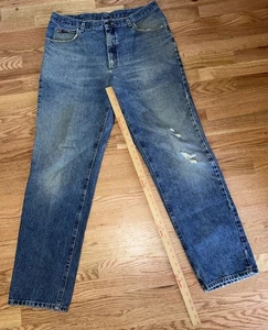 Jeans Lee vintage anni 80 Union Made lavaggio leggero uomo taglia 34x33 denim rilassato conico - Foto 1 di 6