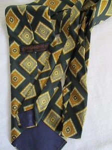 Vintage YSL Yves Saint Laurent New York Paris Silk Tie Gray Yellow Triangle 55" - Picture 1 of 3