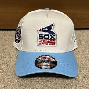 Chicago White Sox New Era 9FORTY A-Frame Cream/Blue Adjustable Snapback Hat Cap - Picture 1 of 8