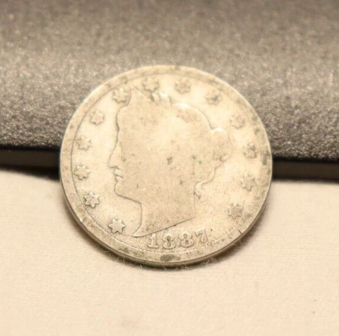1887 US Liberty V Nickel 5c AG/G Cover