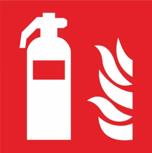 Feuerlöscher, Symbol F001,Brandschutzzeichen Alu Schild oder selbstklebene Folie - Bild 1 von 2