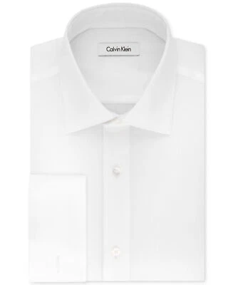 Calvin Klein Men's Slim-Fit White French Cuff Cotton Dress Shirt Non-Iron - Image 1 of 3