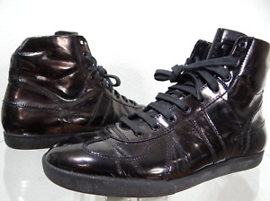 Dior Homme Hedi Slimane Era Suede Hi Top Patent Leather Sneakers Sz 44.5 US 11.5