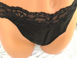 VASSARETTE -Sz:8- Cotton Thong-Black Soft Cotton / Spandex R A R E -Vintage New - Picture 1 of 4