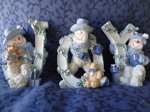 WEIHNACHTEN Schneemänner Figuren 3-teiliges Set FREUDE - Bild 1 von 4