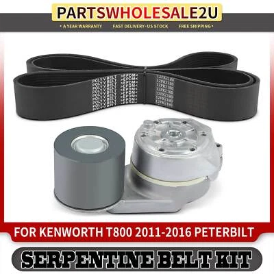 Kit de componentes de transmisión por correa serpentina de 2 piezas para Kenworth T700 T800 W900 Peterbilt Foto 1 de 4