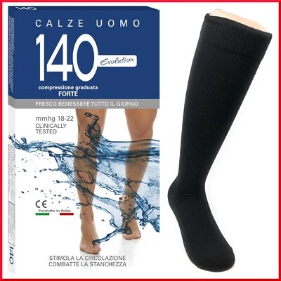 Calze a COMPRESSIONE GRADUATA FORTE lunghe per uomo 140 denari den in cotone  - Immagine 1 di 4