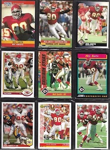 Kansas City Chiefs Neil Smith 1990's NFL Football Card Lot of 9 different cards - Picture 1 of 4