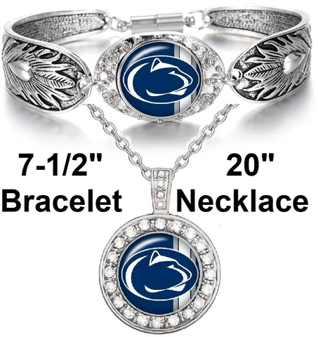Penn State Nittany Lions Womens Sterling Silver Necklace Bracelet Gift Set D3D18 Cover
