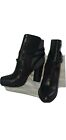 Cynthia Vincent High heel High Ankle Black leather Boot w/ straps. Sz. 10M