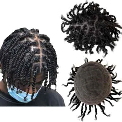 Afro Twist Braids Toupee Full Lace Hair System for Black Men - Image 1 of 4