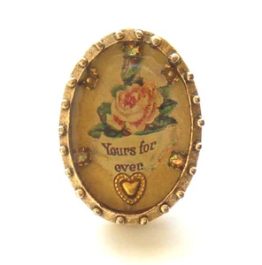 Maximal Art Pin Brooch Yours For Ever Gold Valentine's Day John Wind Jewelry - Picture 1 of 1