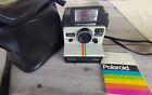 Vintage Polaroid SX-70 One Step Land Camera With Strap White Rainbow Stripe Ma