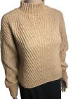 So Womens Chunky Knit Pullover Cropped Sweater Sz M Nwt Tahu Tan