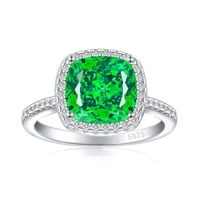 Anel de coquetel feminino prata 925 9x9mm 3,5ct corte almofada pedra chama grande - Imagem 1 de 4