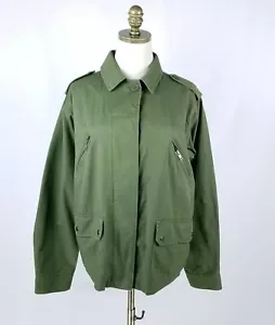 Kut From The Kloth Utility Jacket Womens Size M Solid Green Cotton Epauletes - Picture 1 of 6