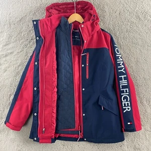 TOMMY HILFIGER 3-IN-1 All Weather System Jacket Womens Medium Hooded Rain Coat - Picture 1 of 19