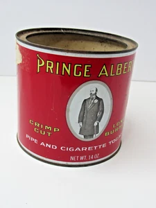 Latta tabacco vintage Prince Albert taglio a crimpare vuota 14 oz latta rotonda senza coperchio #US4 - Foto 1 di 8