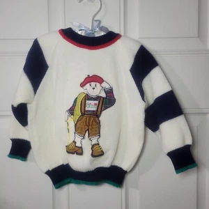 Vintage Toddler Sweater Size 4 Piccolo 100% Acrylic Bear 1980s - Picture 1 of 6