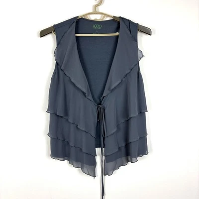 LOGOTIPO Lori Goldstein Instant Chic Jersey malha e colete em camadas de chiffon grande - Imagem 1 de 4