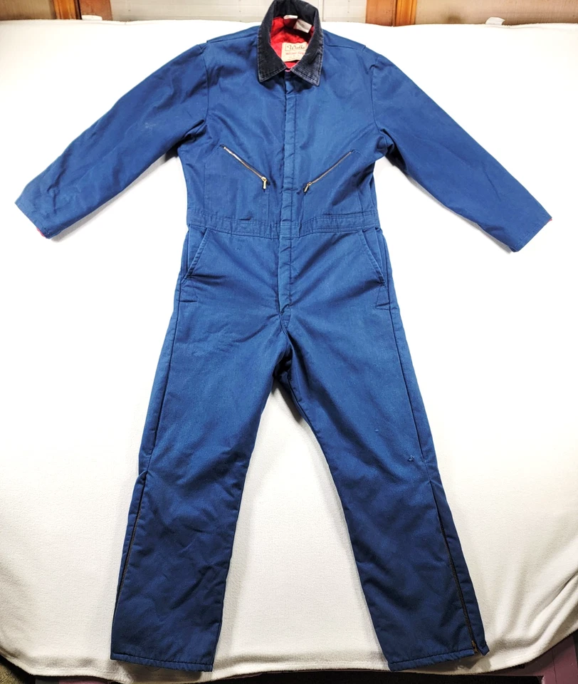 VINTAGE Mens Walls Blizzard Pruf Coveralls Large 42-44 Navy Workwear Made In USA - Image 1 of 4
