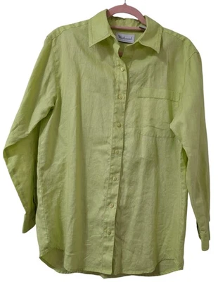 Camisa Top Westbound 100% Lino Mangas Largas Gran Tamaño Abotonada Talla Med  Foto 1 de 3