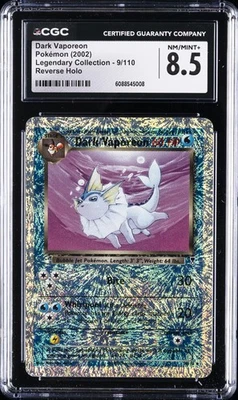 2002 POKEMON LEGENDARYC COLLECTION REVERSE HOLO #9 DARK VAPOREON CGC 8.5 - Image 1 of 2