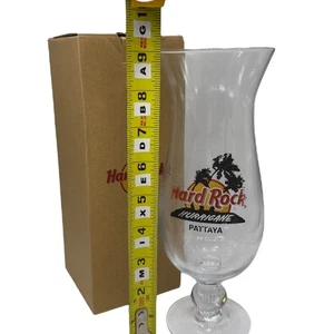 Hard Rock Cafe Pattaya Hurricane Glass with Box Tropical Palm Tree - Picture 1 of 2