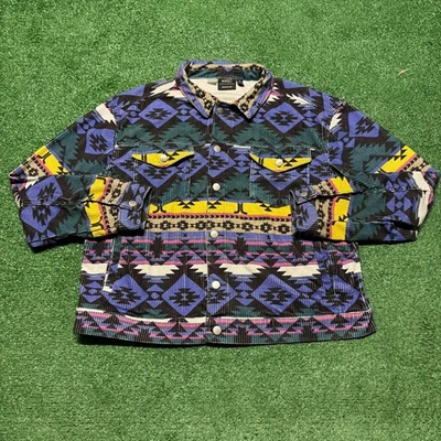 WeSC Aztec Trucker Jacket Corduroy Blanket Coat Unisex Mens M Womens L TBT - Image 1 of 4