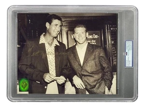 Ted Williams Signed Slabbed 8x10 Red Sox Photo w/ Mickey Mantle PSA NM-MT 8 - Picture 1 of 2