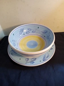 Caleca ~ handbemalte italienische Servierschüssel (9,75" x 3,5") & großer Teller (11,25") - Bild 1 von 6
