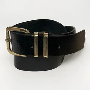 Cinturón ancho negro de grano superior para hombre talla 32 cuero trabajo/vestir elegante hebilla de latón - Imagen 1 de 4