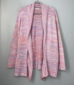 Woman Within Plus Size 1X Marled Pastel Pink Space Dye Drape Cardigan Soft Girl - Picture 1 of 9